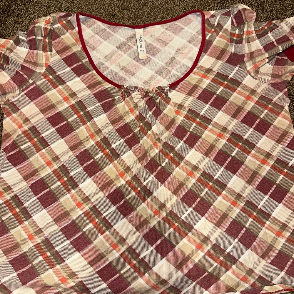 Plaid Women's Top - Red and Cream